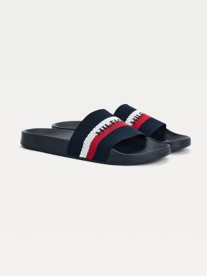 Knitted Pool Slides | BLUE | Tommy Hilfiger