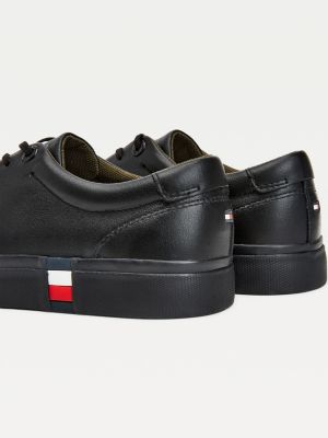 Modern Signature Vulcanised Leather Trainers Black Tommy Hilfiger