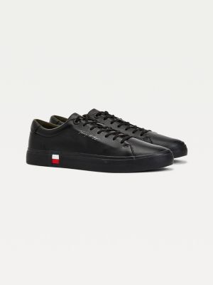 Modern Signature Vulcanised Leather Trainers | BLACK | Tommy Hilfiger