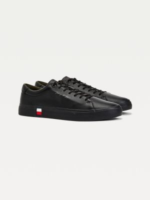 Modern Signature Vulcanised Leather Trainers Black Tommy Hilfiger