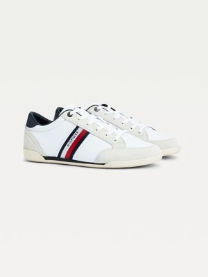 Signature Mixed Panel Leather Trainers | WHITE | Tommy Hilfiger