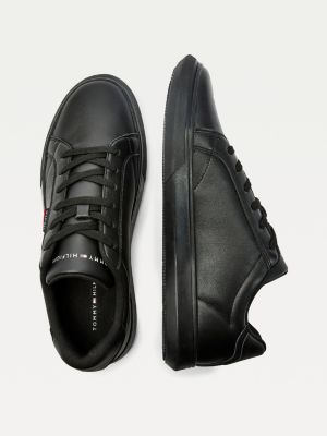 Essential Leather Cupsole Trainers  BLACK  Tommy Hilfiger