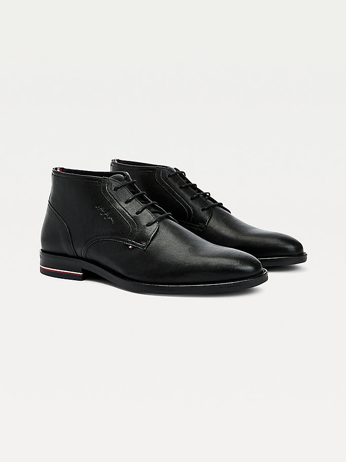 black signature leather boots for men tommy hilfiger
