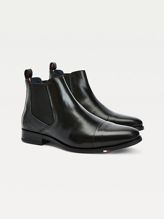 black leather chelsea boots for men tommy hilfiger