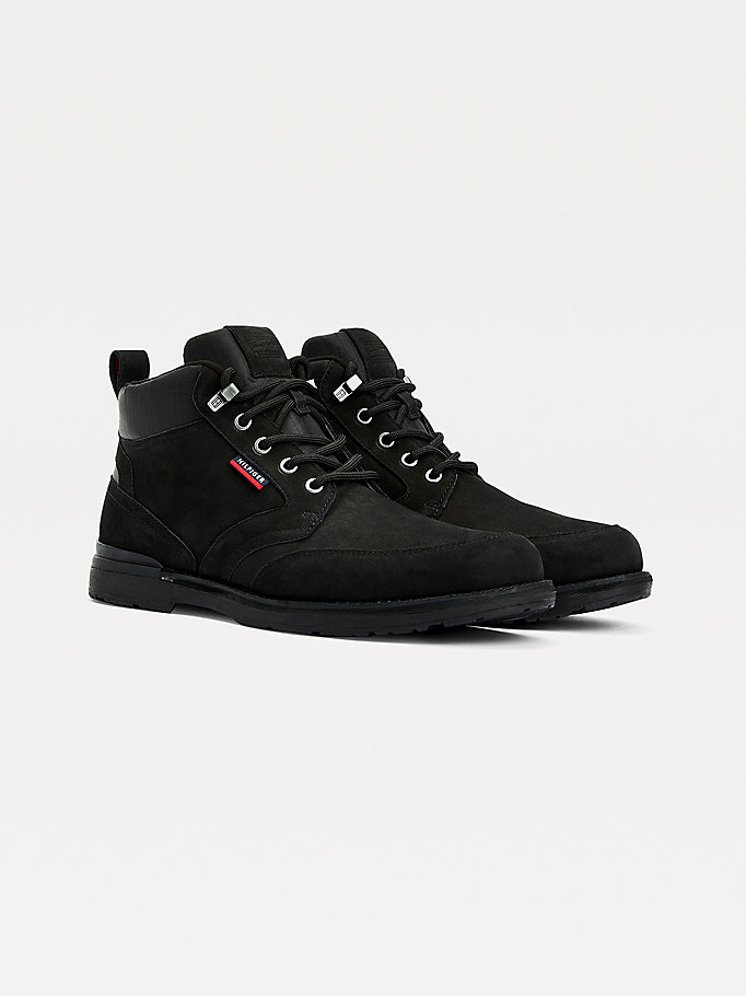black signature outdoor boots for men tommy hilfiger