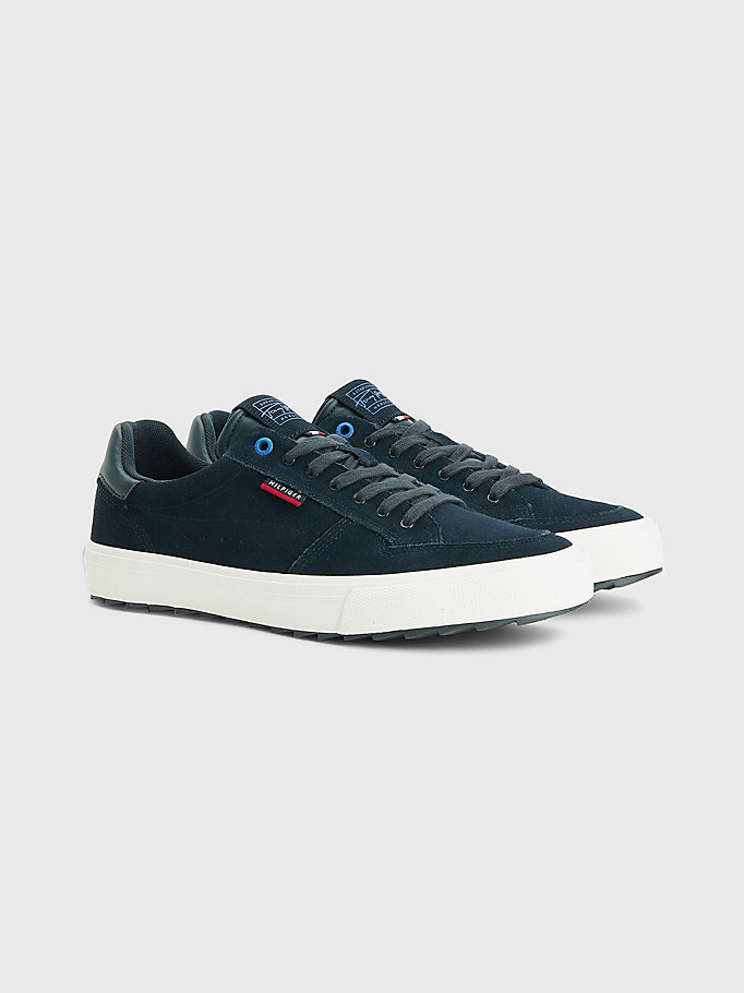 blue suede vulcanised trainers for men tommy hilfiger