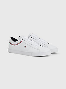 white essential leather trainers for men tommy hilfiger