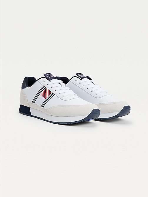 white essential leather flag runner trainers for men tommy hilfiger