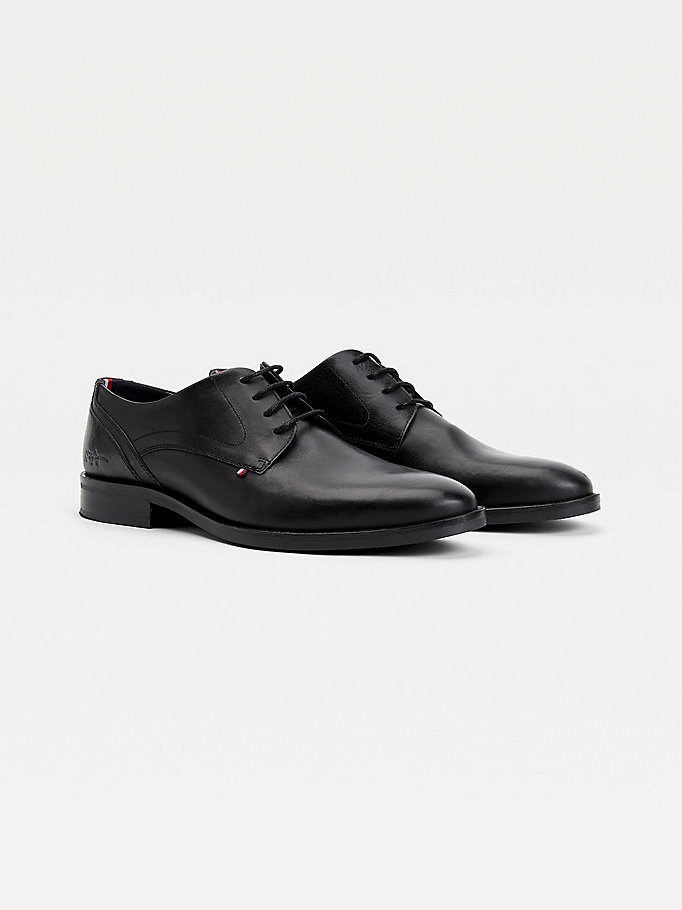 black signature leather derby shoes for men tommy hilfiger