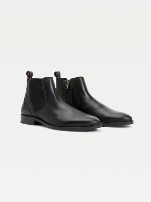 Signature leren Chelsea boot met rits | ZWART | Tommy Hilfiger