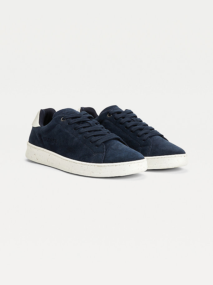 blue suede cupsole trainers for men tommy hilfiger