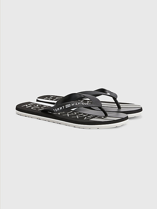 black logo flip-flops for men tommy hilfiger