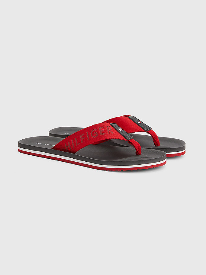 red classic comfort flip-flops for men tommy hilfiger