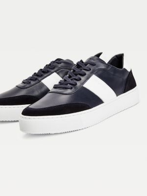 Premium Leather Suede Cupsole Trainers | BLUE | Tommy Hilfiger