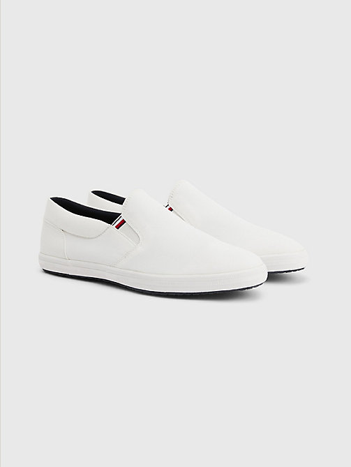 white essential slip-on chambray trainers for men tommy hilfiger