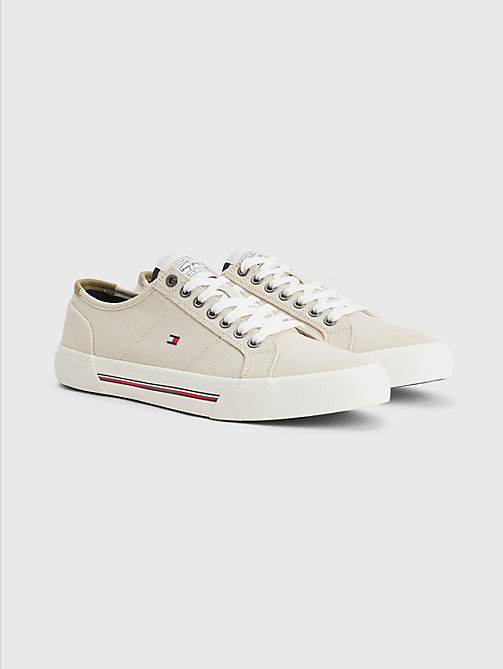 beige essential signature canvas trainers for men tommy hilfiger
