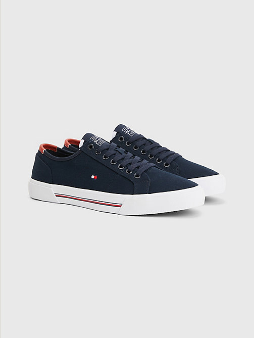 blue essential signature canvas trainers for men tommy hilfiger