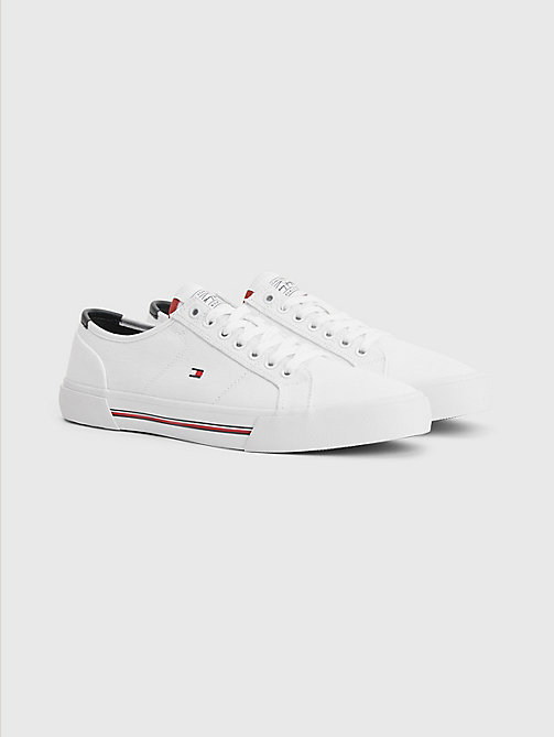 white essential signature canvas trainers for men tommy hilfiger