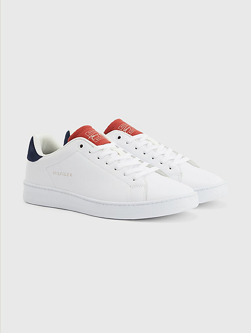 white retro court cupsole leather trainers for men tommy hilfiger