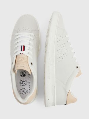 tommy hilfiger perforated leather trainers