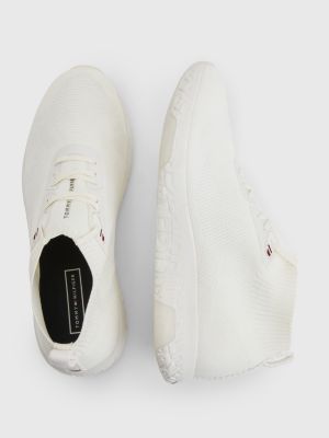 white knitted trainers