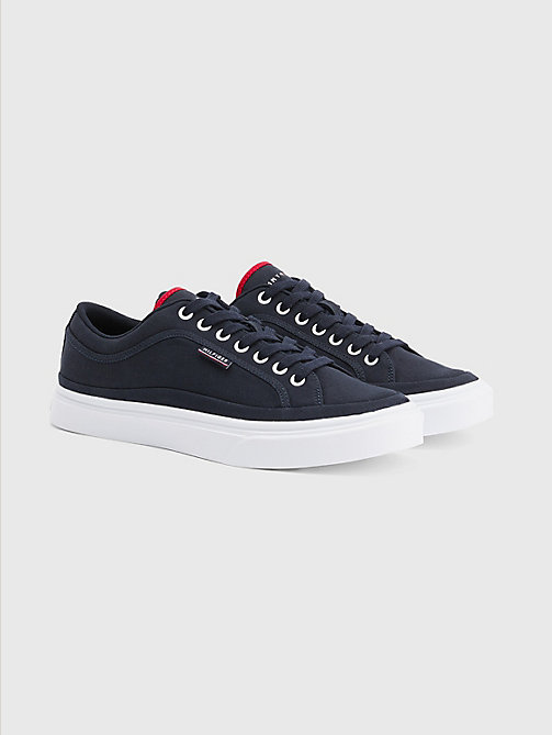 blue canvas cupsole trainers for men tommy hilfiger
