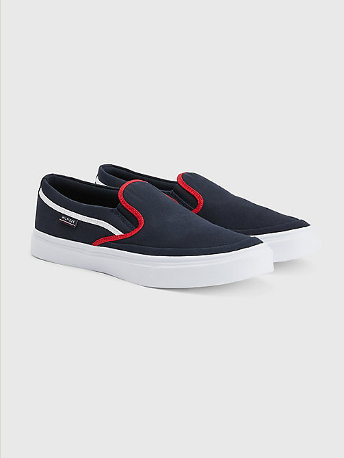 blue lightweight slip-on cupsole trainers for men tommy hilfiger