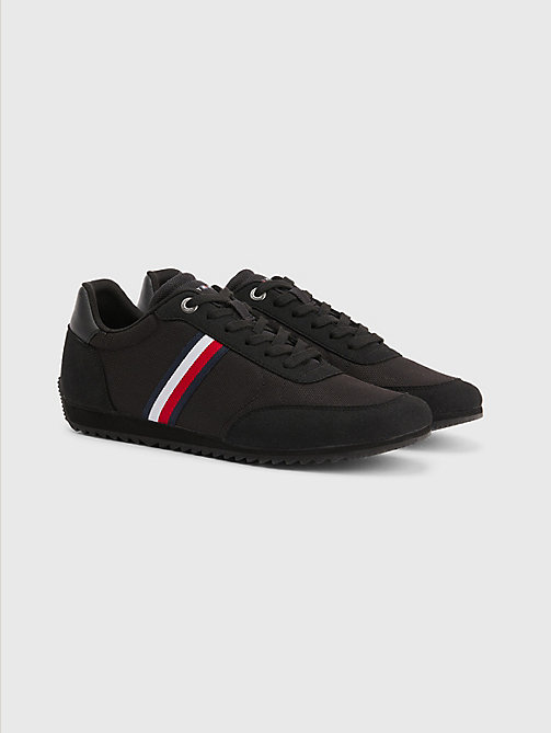 black essential mesh signature tape trainers for men tommy hilfiger