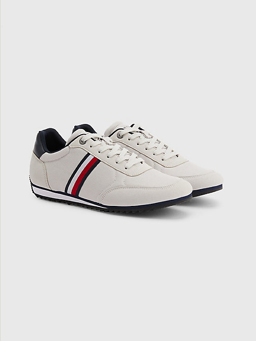 grey essential mesh signature tape trainers for men tommy hilfiger