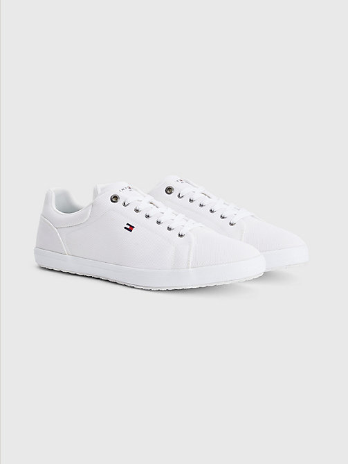 white iconic mesh logo flag embroidery trainers for men tommy hilfiger