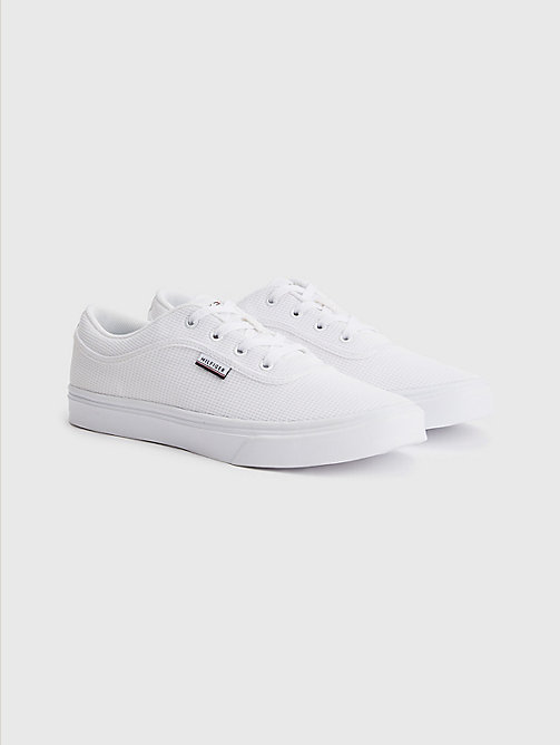 white waffle texture cupsole trainers for men tommy hilfiger
