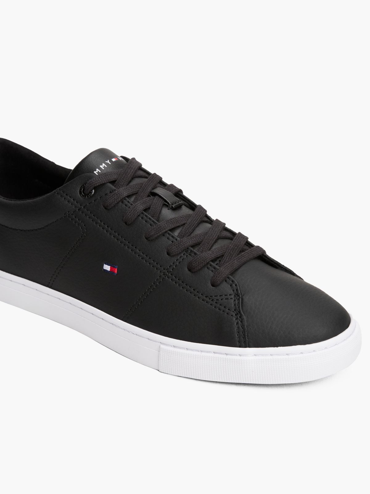 Essential Leather Vulcanised Trainers — Black