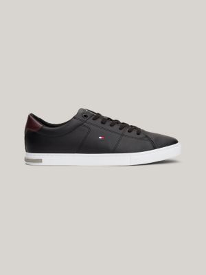 Essential Leather Vulcanised Trainers | Black | Tommy Hilfiger