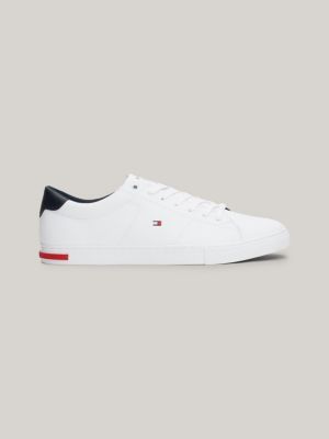 Essential Leather Vulcanised Trainers | White | Tommy Hilfiger
