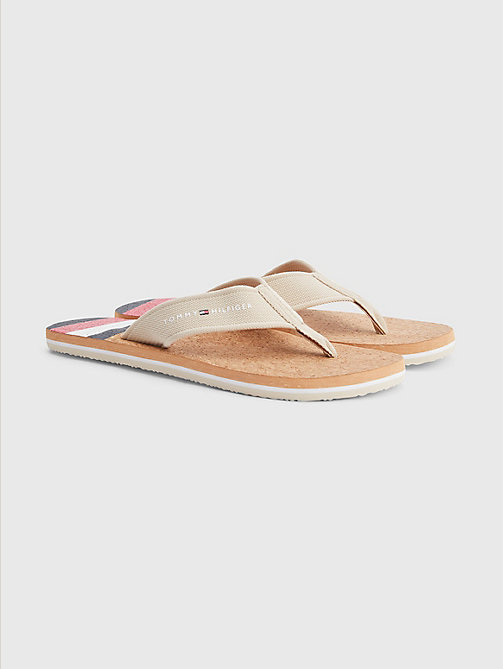 beige cork webbing beach sandals for men tommy hilfiger