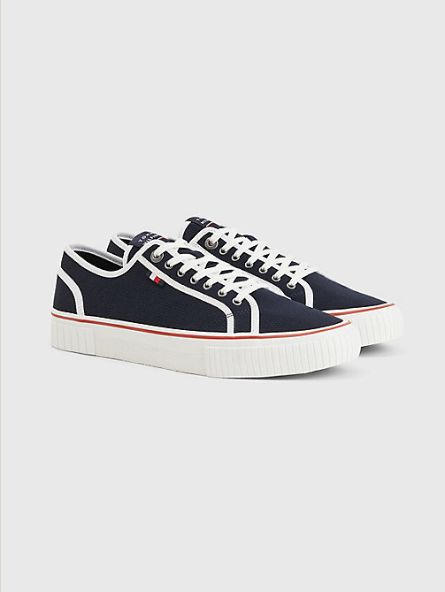 blue vulcanised canvas trainers for men tommy hilfiger