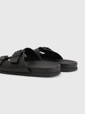 Elevated Double Buckle Leather Sandals | BLACK | Tommy Hilfiger