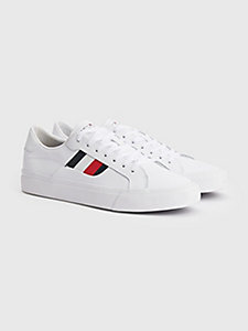 white signature detailing leather trainers for men tommy hilfiger