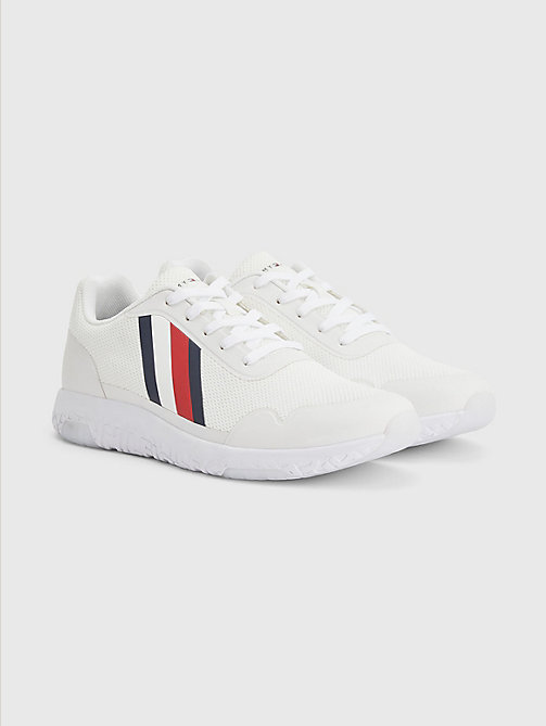 white lightweight knit trainers for men tommy hilfiger