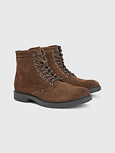 brown elevated suede ankle boots for men tommy hilfiger