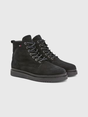 Botines de ante con cordones suela dentada | NEGRO | Hilfiger