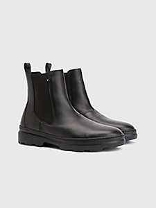 black th comfort leather chelsea boots for men tommy hilfiger