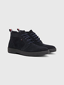 blue classics suede lace-up boots for men tommy hilfiger