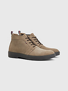 brown classics suede lace-up boots for men tommy hilfiger