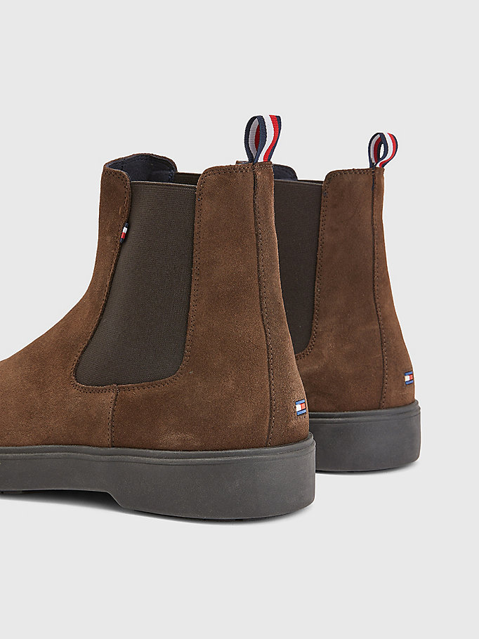 brown classics suede chelsea boots for men tommy hilfiger