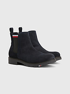 blue signature suede water repellent chelsea boots for men tommy hilfiger