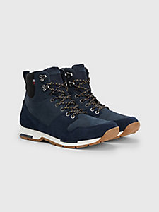 blue retro suede lace-up ankle boots for men tommy hilfiger