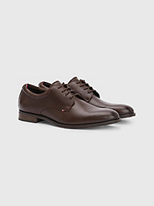 brown casual leather derby shoes for men tommy hilfiger