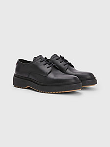 black premium leather lace-up shoes for men tommy hilfiger