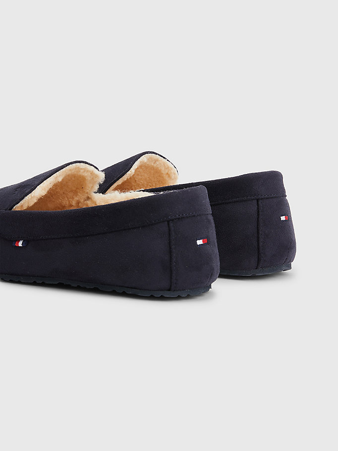 blue flag embroidery driver slippers for men tommy hilfiger